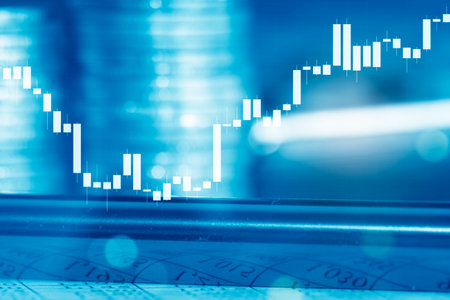 Stock market or forex trading graph and candlestick chart suitable for financial investment concept, Abstract finance background.の写真素材