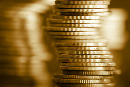 Stacks of coins money, business finance and banking concept idea.の写真素材