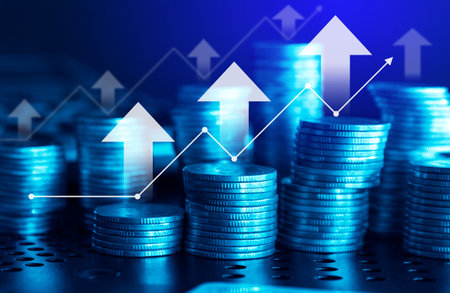 Investment concept, Coins graph stock market,Coins graph stock marketの写真素材