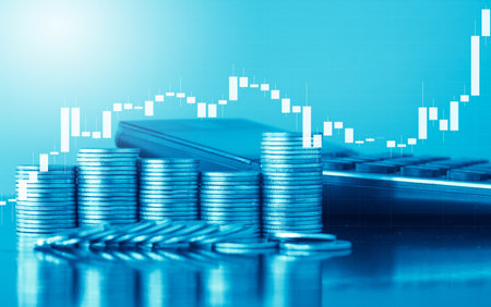 Stock market or forex trading graph and candlestick chart suitable for financial investment concept.の写真素材