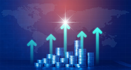 Investment concept, Coins graph stock market financial, Business investment growth concept.の写真素材