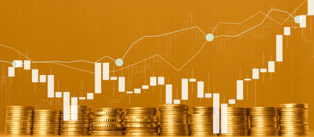 Stock market or forex trading graph and candlestick chart suitable for financial investment conceptの写真素材