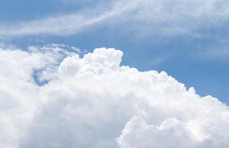 blue sky with cloud closeup. Beautiful nature background with copy space.の写真素材