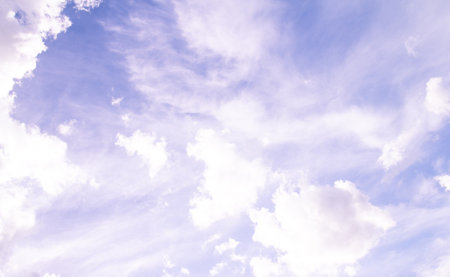 Blue sky background with white clouds. Nature background. Sky with white clouds.の写真素材