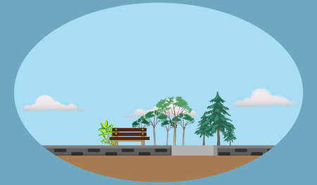 Wooden seat in minimal design for copy spaceのイラスト素材