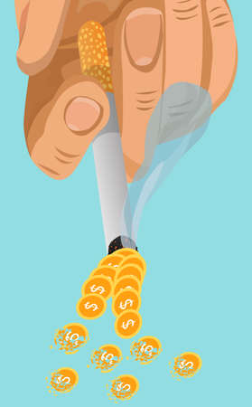 Cigarette toxic both health and wealth (Vertical)のイラスト素材