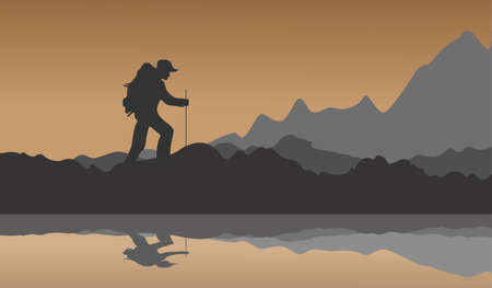 Shadow tourist on an adventure through the valleyのイラスト素材