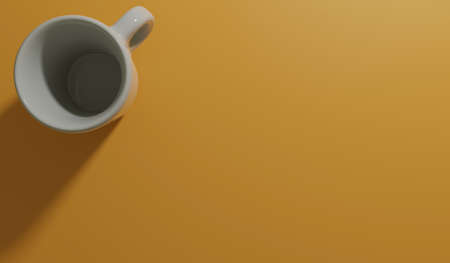 3D rendering Top view glass (Copy space) , white ceramic coffee cup and brown background for copy space , advertsment , announcement , text and otherの写真素材