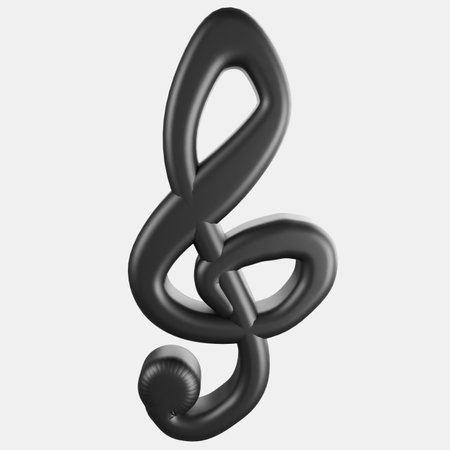3D rendering treble clef icon on gray backgroundの写真素材