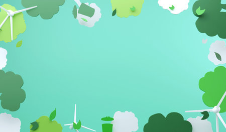 3D rendering global recycle , top view environment and windmill for copy space. save the planet and energy conceptの写真素材