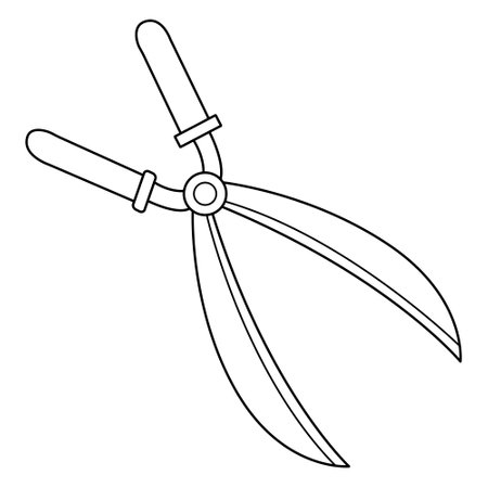 Grass shears outline vector on white backgroundのイラスト素材