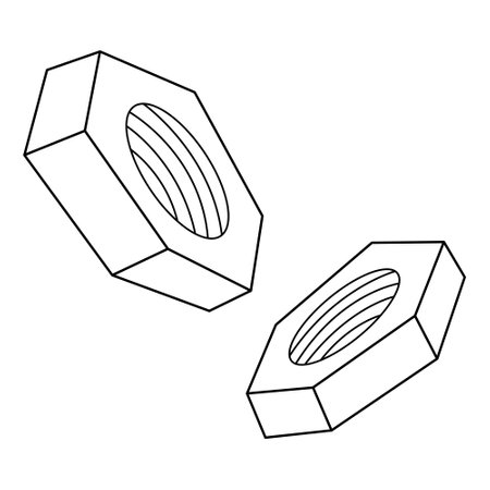 Steel nut outline vector on white backgroundのイラスト素材