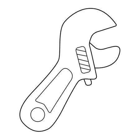Wrench outline vector on white backgroundのイラスト素材