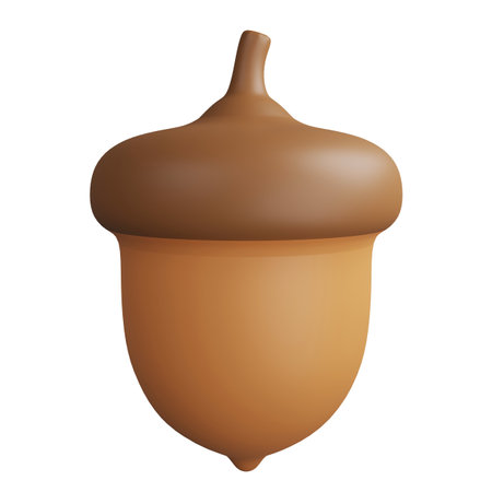 3D render acorn icon isolated on white backgroundの写真素材