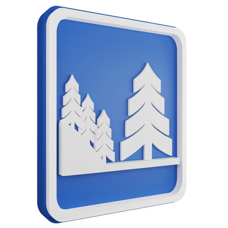 3D render national park sign icon isolated on white background, blue informative signの写真素材