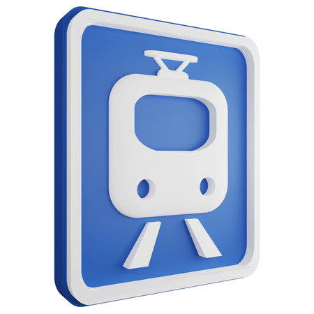 3D render subway sign icon isolated on white background, blue informative signの写真素材