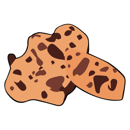 Chocolate chips clipart vector flat design on white background, dessert isolated clipping path elementのイラスト素材