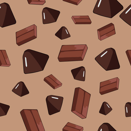 Chocolate pattern seamless vector on brown background , chocolate pattern seamless wallpaperのイラスト素材