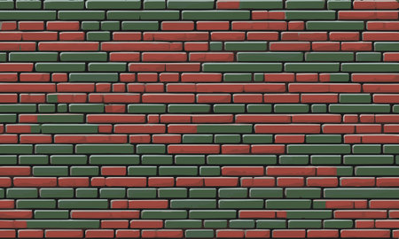 Red-green brick wall vector illustration background. brick wall closeup texture vectorのイラスト素材