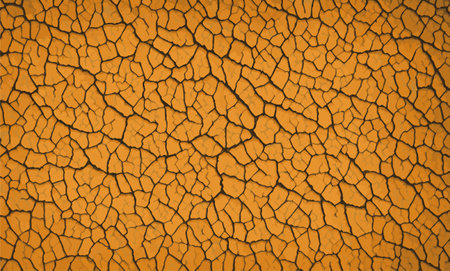 Dry and broken brown soil full frame vector background , texture of grungy dry cracking parched earthのイラスト素材