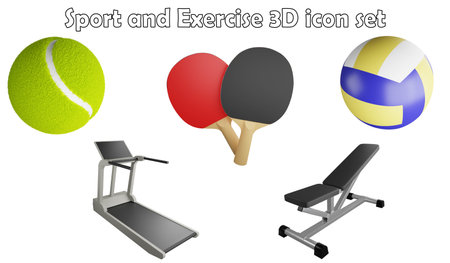 Sport and exercise clipart element ,3D render sport concept isolated on white background iconの写真素材
