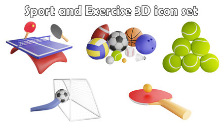 Sport and exercise clipart element ,3D render sport concept isolated on white background iconの写真素材