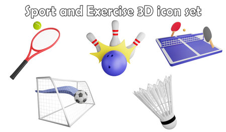 Sport and exercise clipart element ,3D render sport concept isolated on white background iconの写真素材