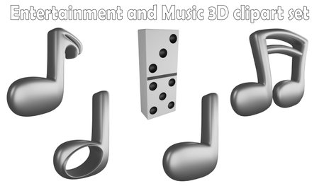 Music notes clipart element ,3D render entertainment and music concept isolated on white backgroundの写真素材