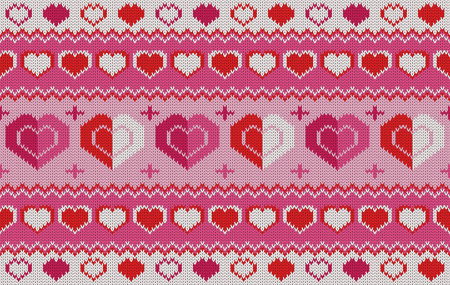 Knitted pattern seamless fabric Valentine day. traditional knitted pattern vector heart design. Designed for anniversary ,wallpaper ,valentine ,clothing ,knitted pattern ,fabricのイラスト素材