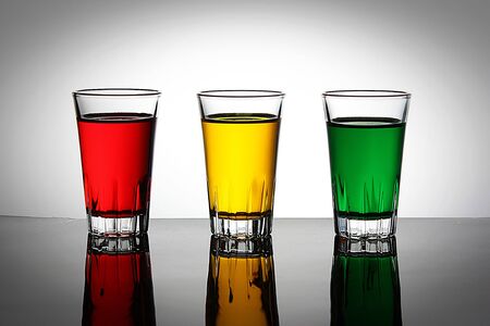 3 Color Glasses with light の写真素材