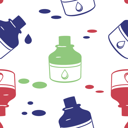Seamless pattern with ink bottle. Vector illustrationのイラスト素材