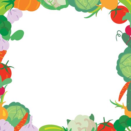 Vegetables frame. Vector design elementsのイラスト素材