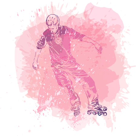 Roller skating. Grunge trend handcrafted splash background. Good for print, web, flayer design.のイラスト素材