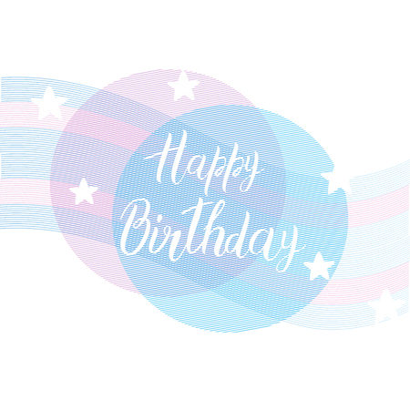 Postcard with the inscription Happy birthday with stars and strips on a white backgroundのイラスト素材