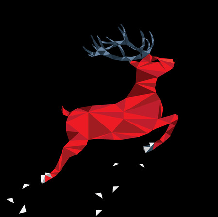 Red deer of triangle shapes on a black backgroundのイラスト素材