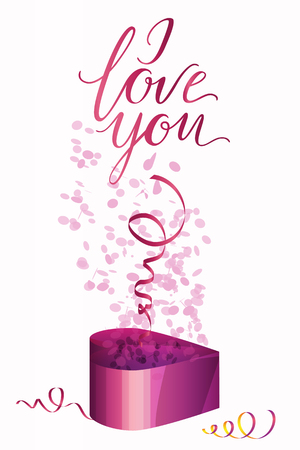 Illustration of a gift box and inscription HAPPY BIRTHDAY on a white backgroundのイラスト素材