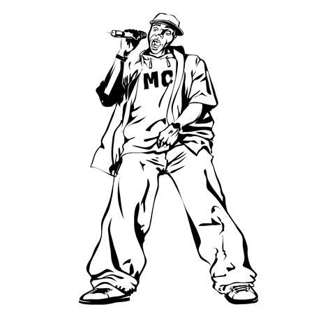 Raper on white background. Extreme theme modern print. Vector design elements. Isolated on whiteのイラスト素材