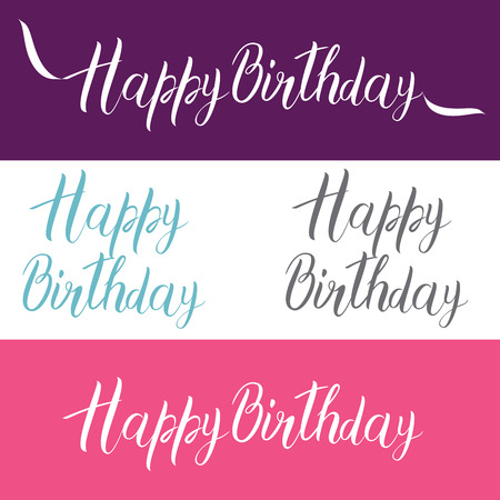 Happy birthday card with handmade letters calligraphy colorful and brightのイラスト素材