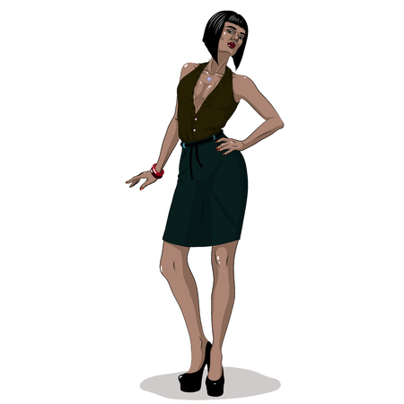 Young beauty model woman. Sexy and nice. Isolated on whiteのイラスト素材