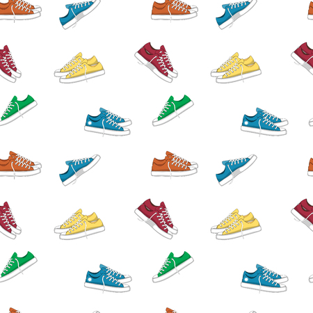 Fashionable woman s shoes snickers. Seamless pattern. Vector designのイラスト素材