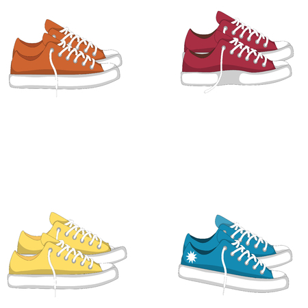 Fashionable woman s shoes snickers. Vector design elements isolated on whiteのイラスト素材