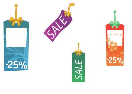 Vector illustration of multicolored sale labelsのイラスト素材