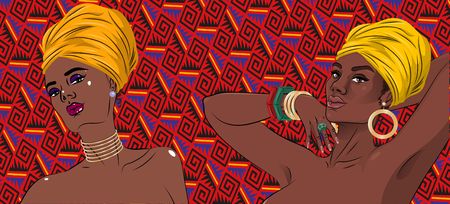 African american black beauty women portrait.のイラスト素材