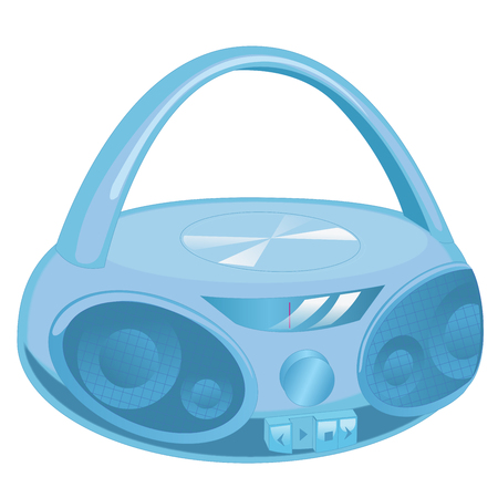 Old fashioned, retro style audio tape and CD recorder, boom box from 90s isolated on white background. Vectorのイラスト素材