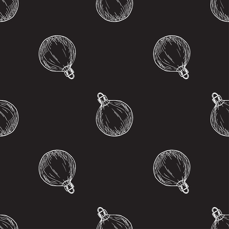 Pattern With Christmas Balls on a black background. Vector illustrationのイラスト素材