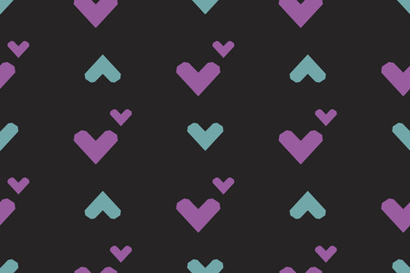 Seamless pattern with hearts on a black background. Vector illustration