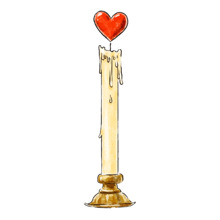 Love candle with heart. Design elements for Valentines day. Vector illustrationのイラスト素材