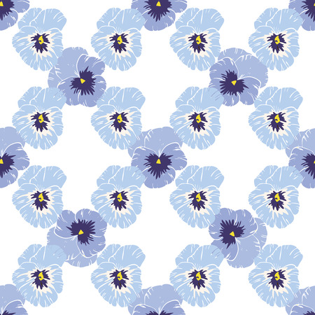 Seamless pattern with pansies flower on white background. Vector set of blooming floral for wedding invitations and greeting card designのイラスト素材