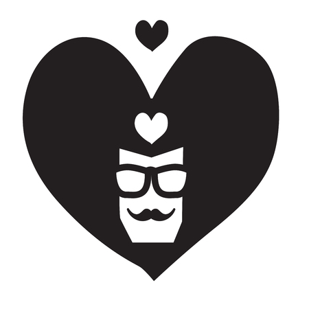 Male in love icon hearted isolated on white background. Romantic sign of enamored man. Vector illustrationのイラスト素材