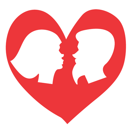 Male and female kissing icon. Romantic sign of a couple in love hearted. Vector illustrationのイラスト素材